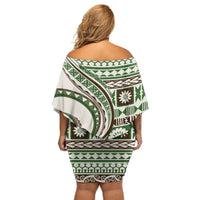 Hawaiian Hibiscus Tribal Vintage Motif Off Shoulder Short Dress Ver 7 LT9 - Polynesian Pride