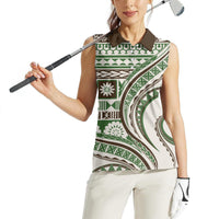 Hawaiian Hibiscus Tribal Vintage Motif Women Sleeveless Polo Shirt Ver 7