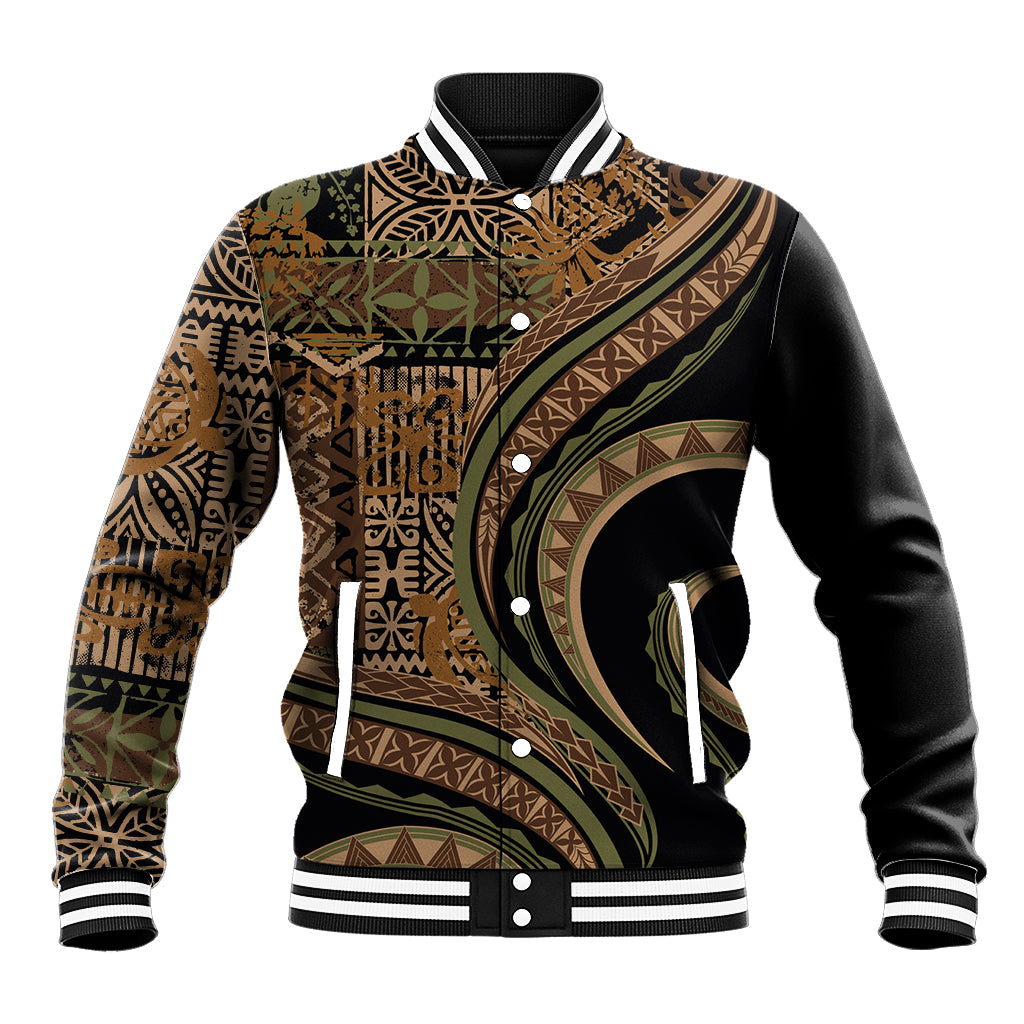 Hawaiian Hibiscus Tribal Vintage Motif Baseball Jacket Ver 8 LT9 Unisex Brown - Polynesian Pride