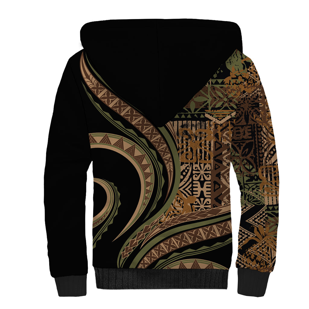 Hawaiian Hibiscus Tribal Vintage Motif Sherpa Hoodie Ver 8