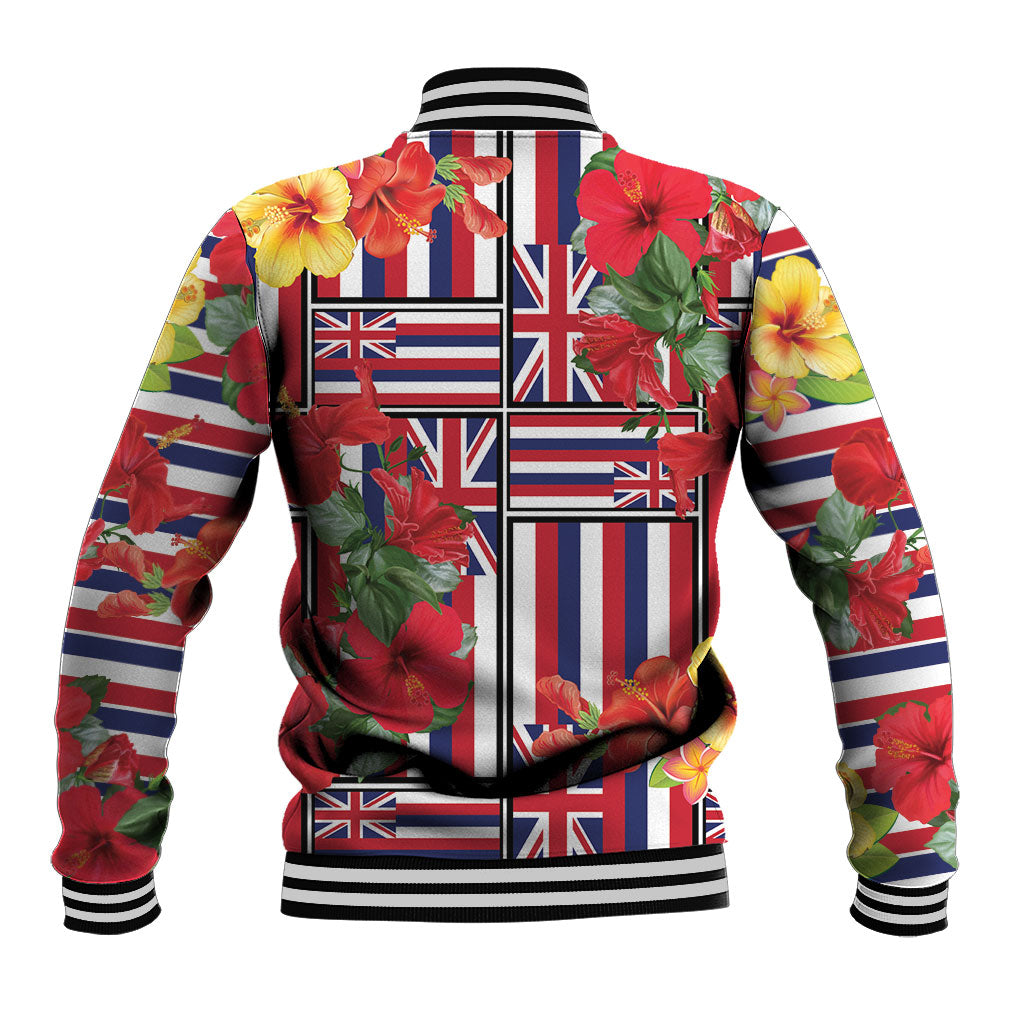 Hawaii Hibiscus Lei Baseball Jacket Hawaiian Flag Motif