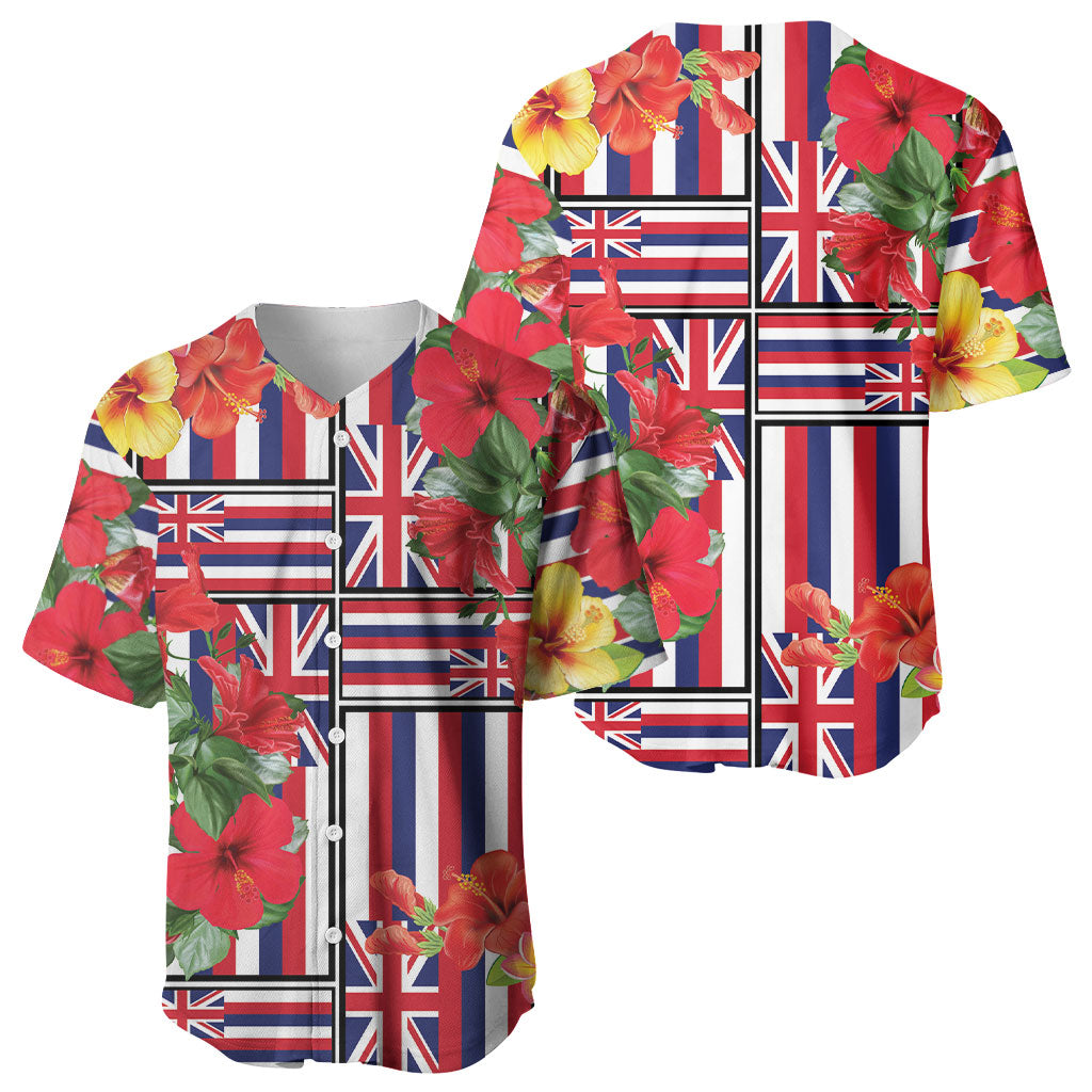 Hawaii Hibiscus Lei Baseball Jersey Hawaiian Flag Motif