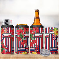 Hawaii Hibiscus Lei 4 in 1 Can Cooler Tumbler Hawaiian Flag Motif LT9 - Polynesian Pride