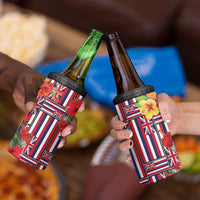 Hawaii Hibiscus Lei 4 in 1 Can Cooler Tumbler Hawaiian Flag Motif LT9 - Polynesian Pride