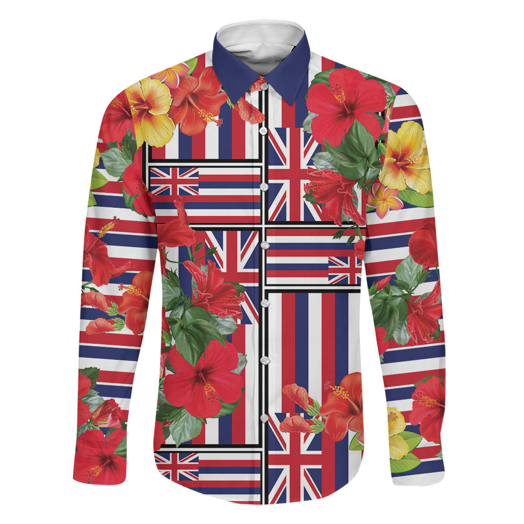 Hawaii Hibiscus Lei Family Matching Off Shoulder Short Dress and Hawaiian Shirt Hawaiian Flag Motif