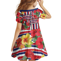 Hawaii Hibiscus Lei Family Matching Summer Maxi Dress and Hawaiian Shirt Hawaiian Flag Motif