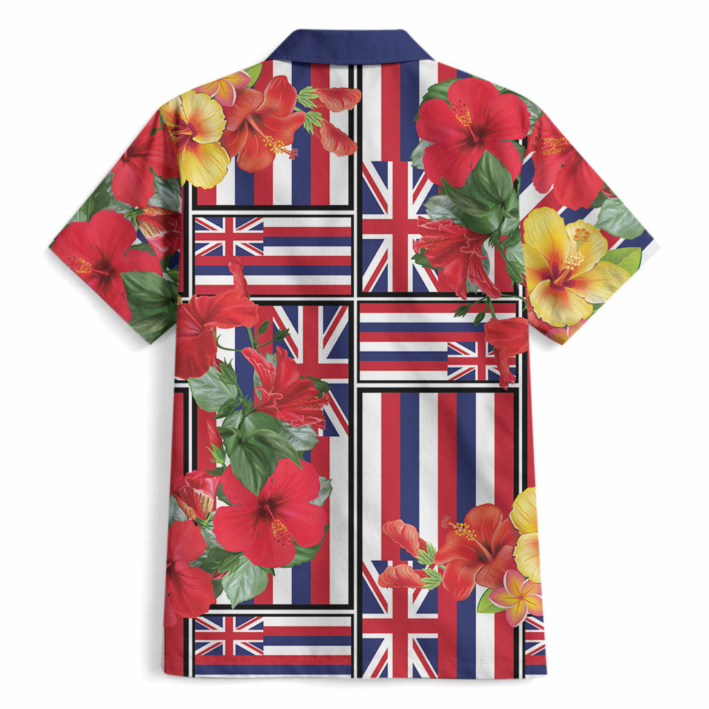Hawaii Hibiscus Lei Hawaiian Shirt Hawaiian Flag Motif LT9 - Polynesian Pride