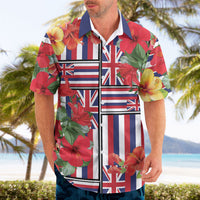 Hawaii Hibiscus Lei Hawaiian Shirt Hawaiian Flag Motif LT9 - Polynesian Pride