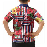 Hawaii Hibiscus Lei Hawaiian Shirt Hawaiian Flag Motif LT9 - Polynesian Pride