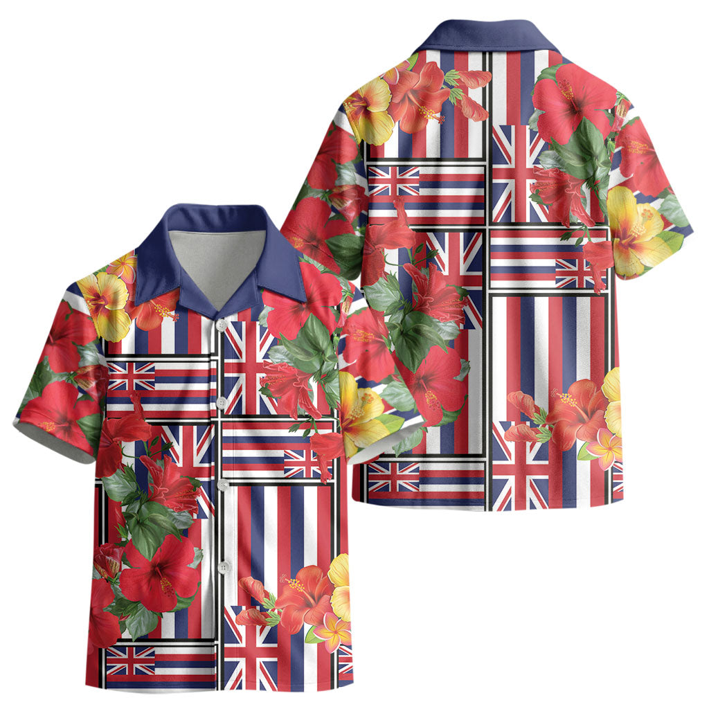 Hawaii Hibiscus Lei Kid Hawaiian Shirt Hawaiian Flag Motif LT9 - Polynesian Pride
