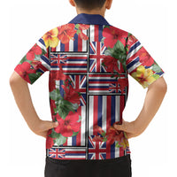 Hawaii Hibiscus Lei Kid Hawaiian Shirt Hawaiian Flag Motif LT9 - Polynesian Pride