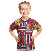 Hawaii Hibiscus Lei Kid T Shirt Hawaiian Flag Motif