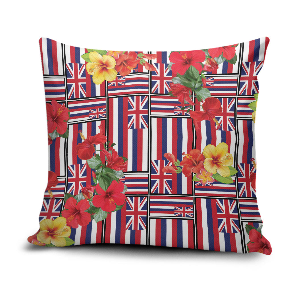 Hawaii Hibiscus Lei Pillow Cover Hawaiian Flag Motif
