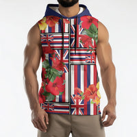 Hawaii Hibiscus Lei Sleeveless Hoodie Hawaiian Flag Motif