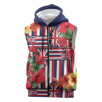Hawaii Hibiscus Lei Sleeveless Zip Hoodie Hawaiian Flag Motif