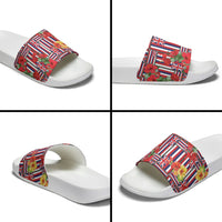 Hawaii Hibiscus Lei Slide Sandals Hawaiian Flag Motif