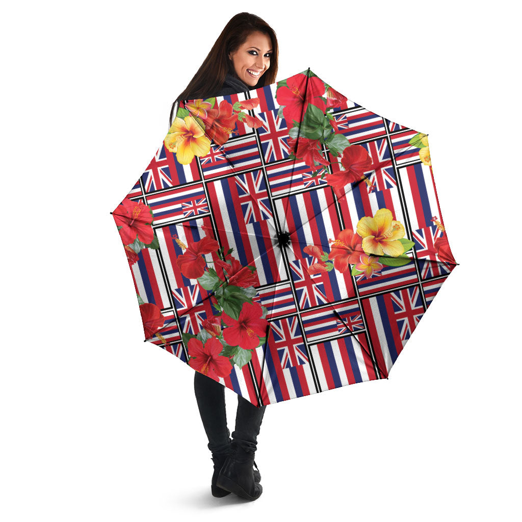 Hawaii Hibiscus Lei Umbrella Hawaiian Flag Motif
