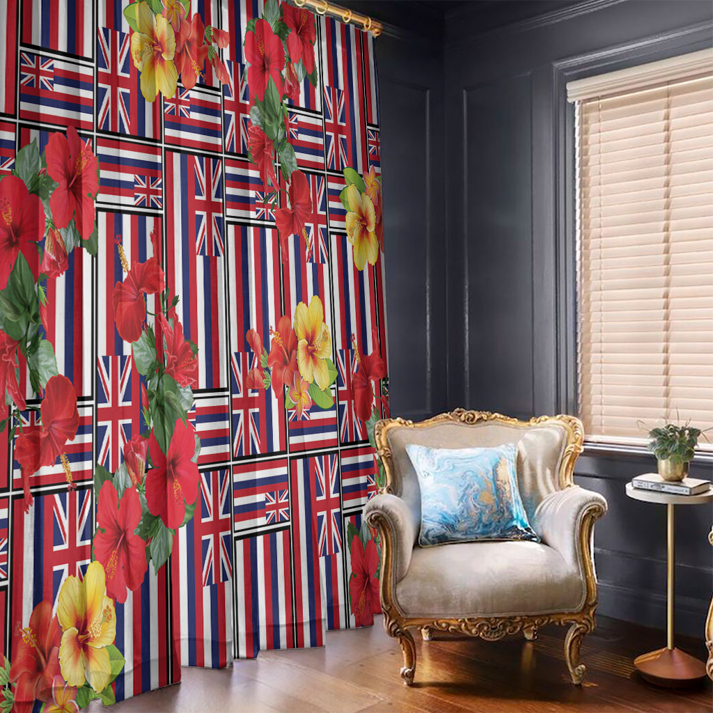 Hawaii Hibiscus Lei Window Curtain Hawaiian Flag Motif