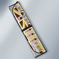 Hawaii Lokelani Pikake Lei Auto Sun Shade Hawaiian Flag Motif