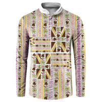 Hawaii Lokelani Pikake Lei Button Sweatshirt Hawaiian Flag Motif