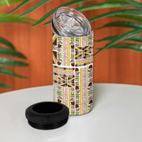 Hawaii Lokelani Pikake Lei 4 in 1 Can Cooler Tumbler Hawaiian Flag Motif