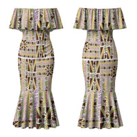 Hawaii Lokelani Pikake Lei Couples Matching Mermaid Dress and Hawaiian Shirt Hawaiian Flag Motif LT9 - Polynesian Pride