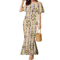Hawaii Lokelani Pikake Lei Family Matching Mermaid Dress and Hawaiian Shirt Hawaiian Flag Motif