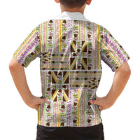 Hawaii Lokelani Pikake Lei Family Matching Summer Maxi Dress and Hawaiian Shirt Hawaiian Flag Motif