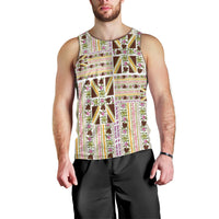 Hawaii Lokelani Pikake Lei Men Tank Top Hawaiian Flag Motif