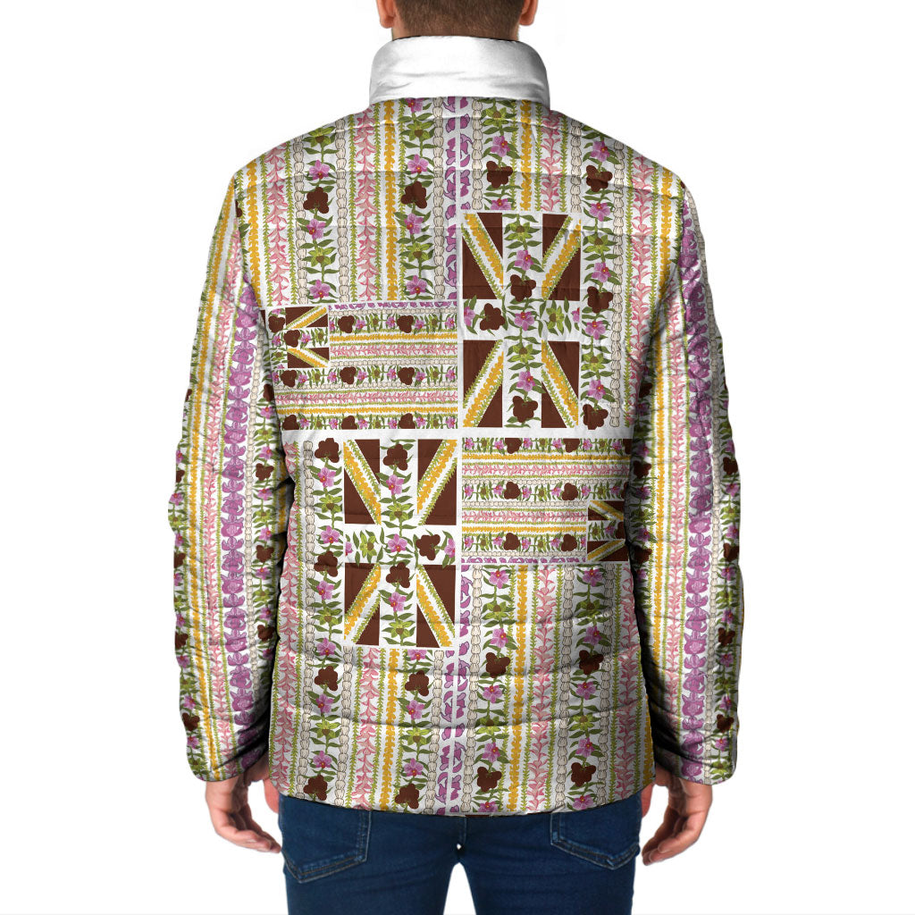 Hawaii Lokelani Pikake Lei Padded Jacket Hawaiian Flag Motif