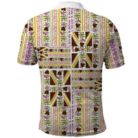 Hawaii Lokelani Pikake Lei Polo Shirt Hawaiian Flag Motif
