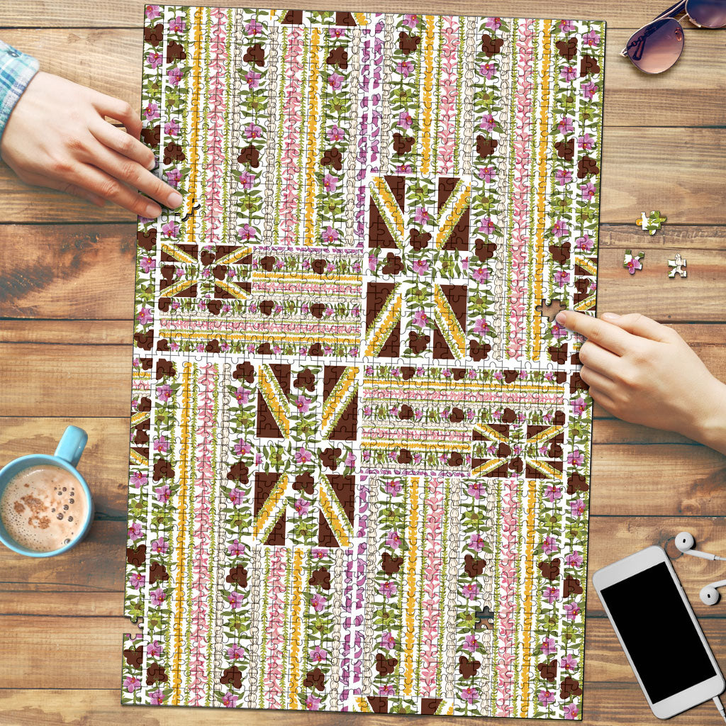 Hawaii Lokelani Pikake Lei Puzzle Hawaiian Flag Motif