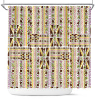Hawaii Lokelani Pikake Lei Shower Curtain Hawaiian Flag Motif