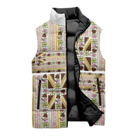Hawaii Lokelani Pikake Lei Sleeveless Puffer Jacket Hawaiian Flag Motif