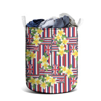Hawaii Plumeria Lei Laundry Basket Hawaiian Flag Motif
