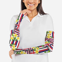 Hawaii Plumeria Lei Arm Sleeves Hawaiian Flag Motif