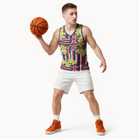 Hawaii Plumeria Lei Basketball Jersey Hawaiian Flag Motif