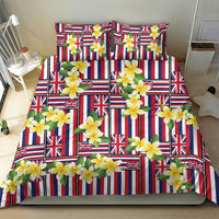 Hawaii Plumeria Lei Bedding Set Hawaiian Flag Motif