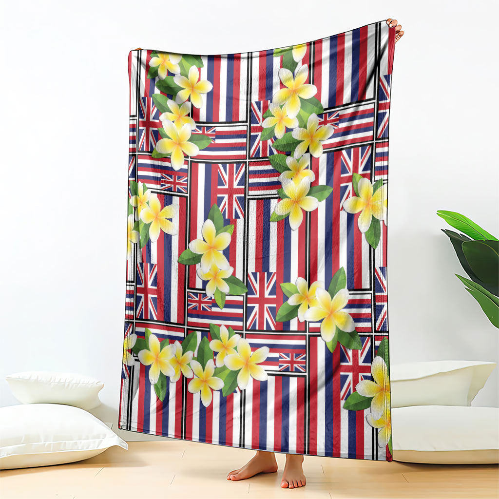 Hawaii Plumeria Lei Blanket Hawaiian Flag Motif
