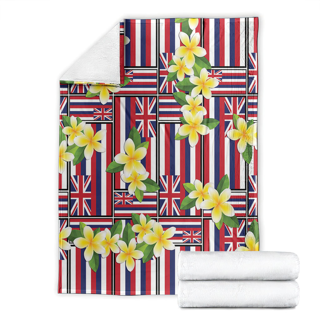 Hawaii Plumeria Lei Blanket Hawaiian Flag Motif