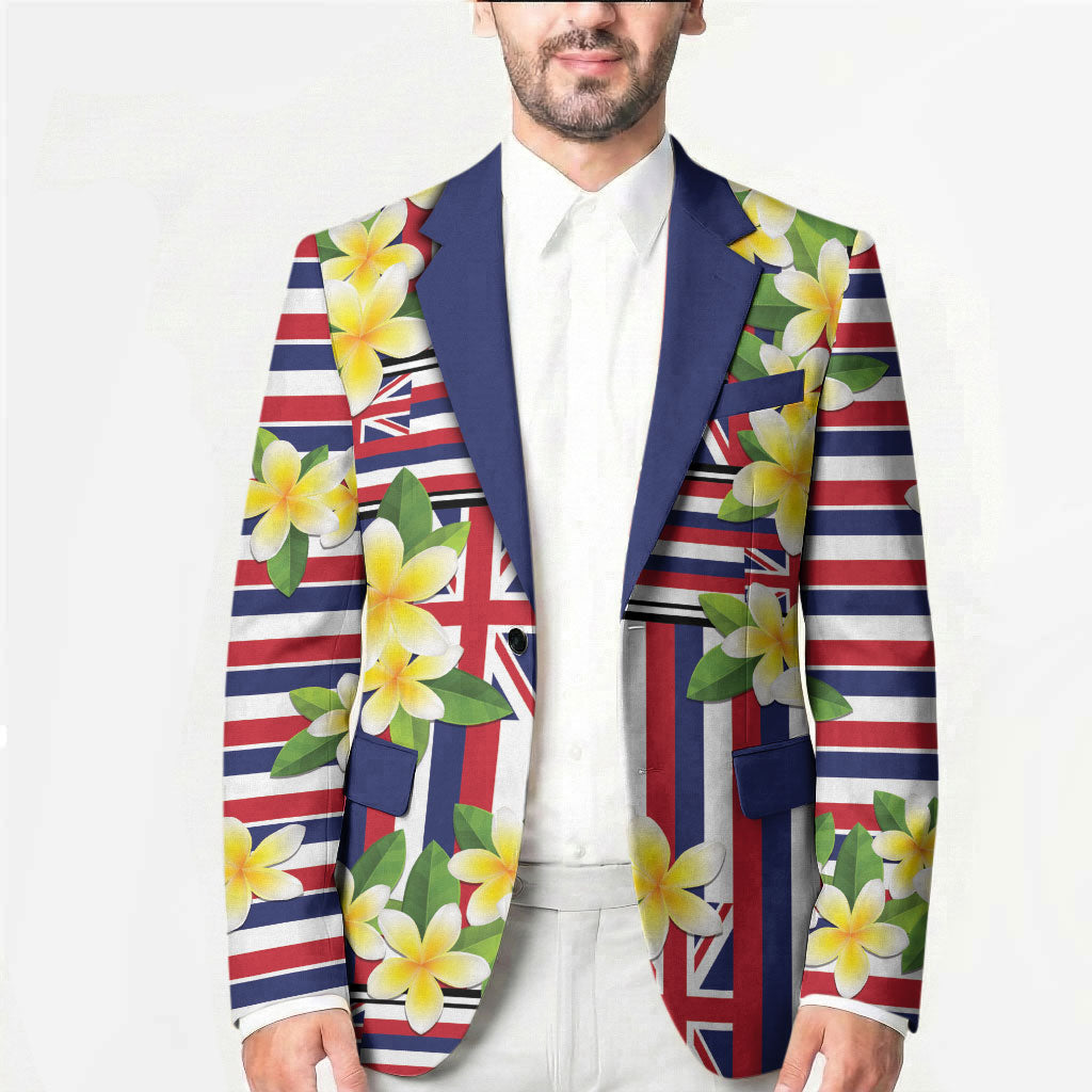 Hawaii Plumeria Lei Blazer Hawaiian Flag Motif