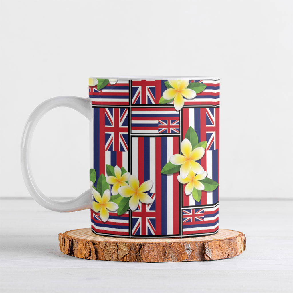 Hawaii Plumeria Lei Ceramic Mug Hawaiian Flag Motif LT9 Red - Polynesian Pride