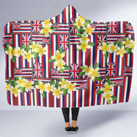 Hawaii Plumeria Lei Hooded Blanket Hawaiian Flag Motif