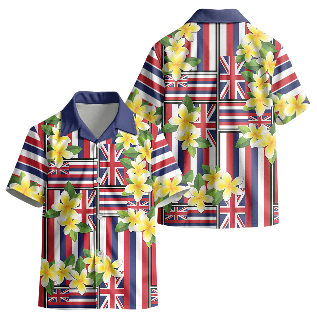 Hawaii Plumeria Lei Kid Hawaiian Shirt Hawaiian Flag Motif LT9 - Polynesian Pride