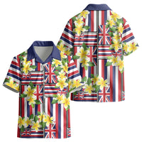 Hawaii Plumeria Lei Kid Hawaiian Shirt Hawaiian Flag Motif LT9 - Polynesian Pride