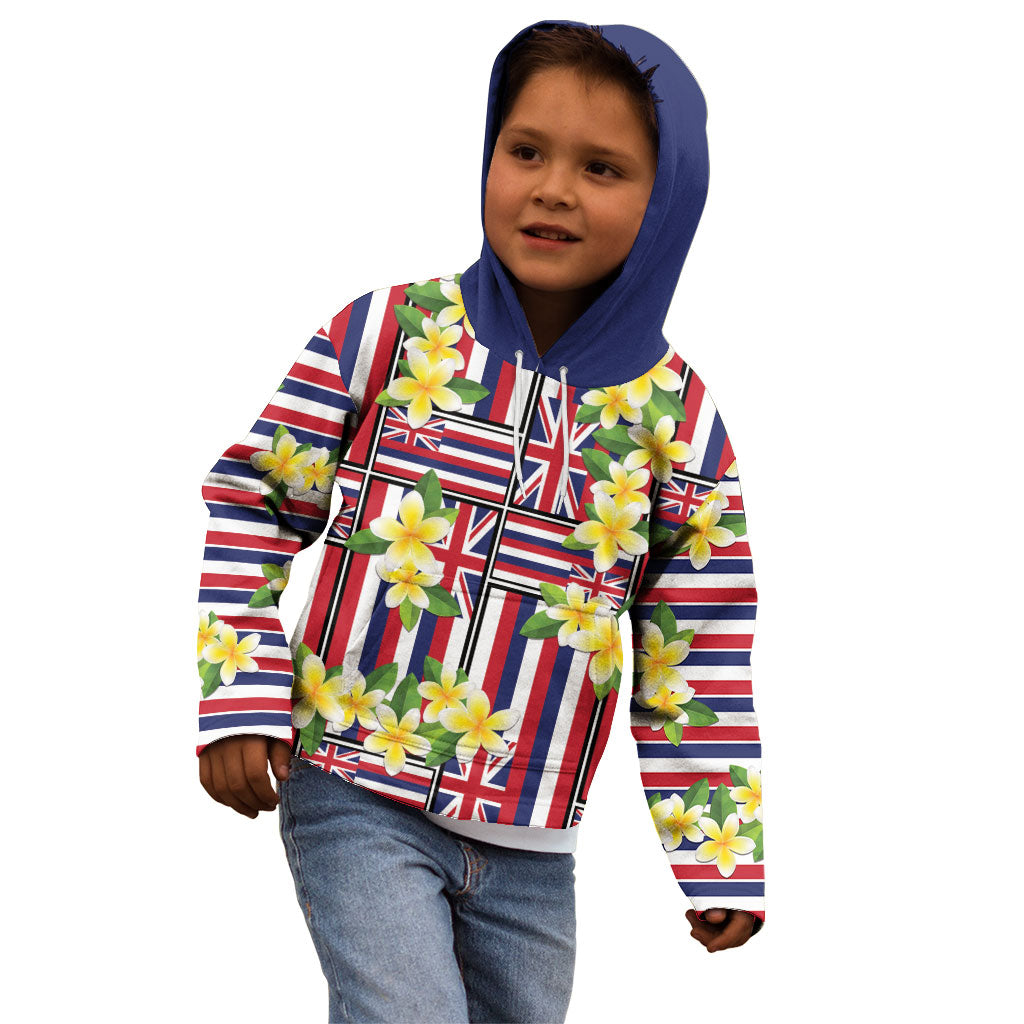 Hawaii Plumeria Lei Kid Hoodie Hawaiian Flag Motif