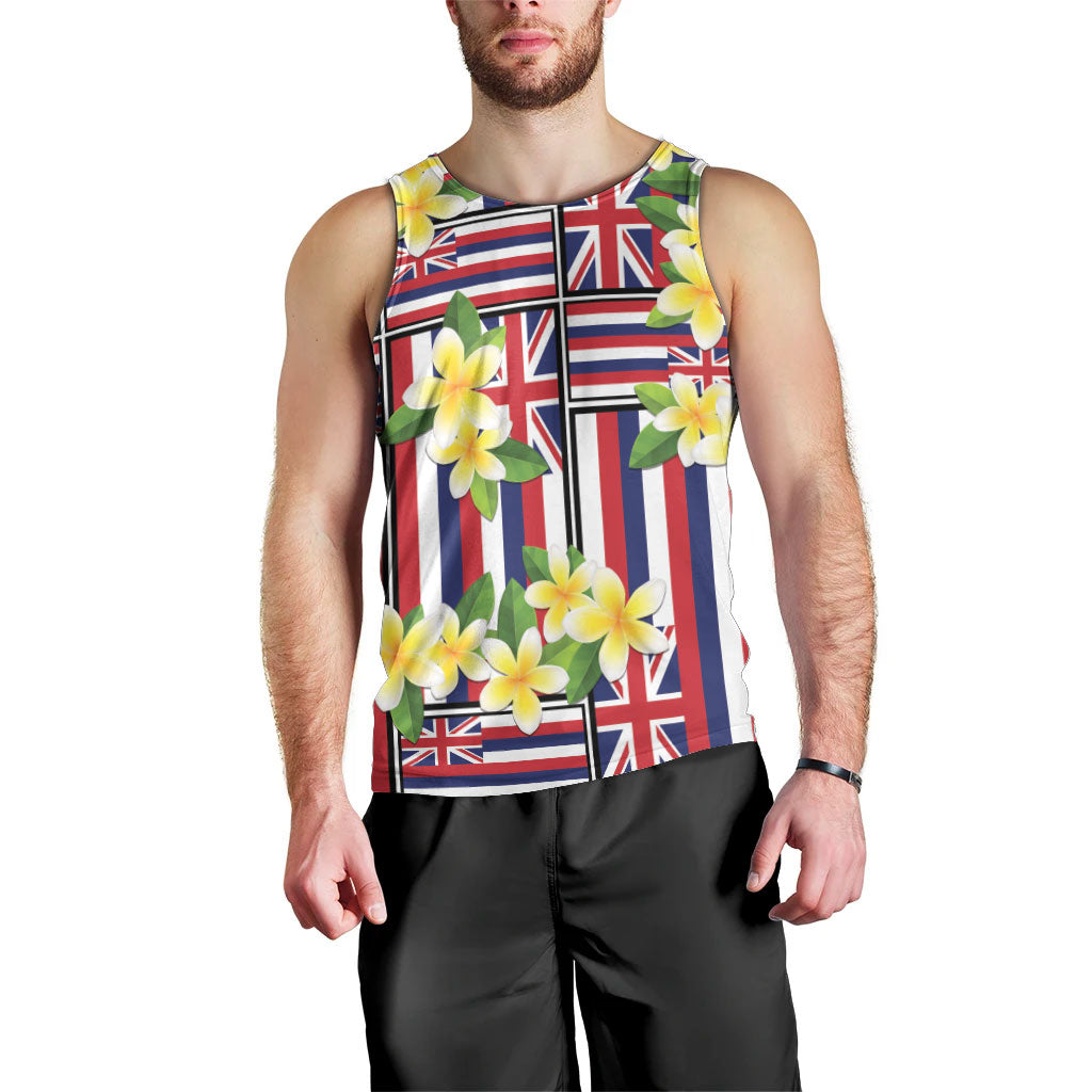 Hawaii Plumeria Lei Men Tank Top Hawaiian Flag Motif