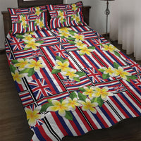 Hawaii Plumeria Lei Quilt Bed Set Hawaiian Flag Motif