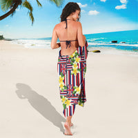 Hawaii Plumeria Lei Sarong Hawaiian Flag Motif