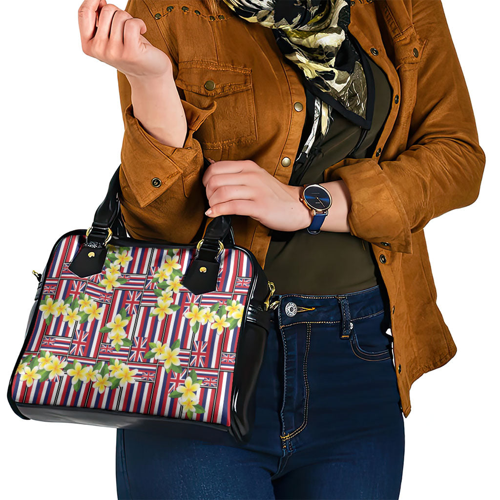 Hawaii Plumeria Lei Shoulder Handbag Hawaiian Flag Motif